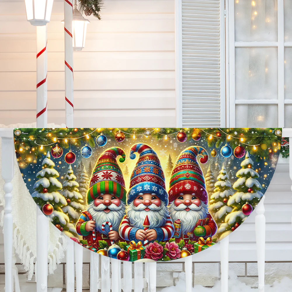 Christmas Gnomes Holidays Winter Non-Pleated Fan Flag