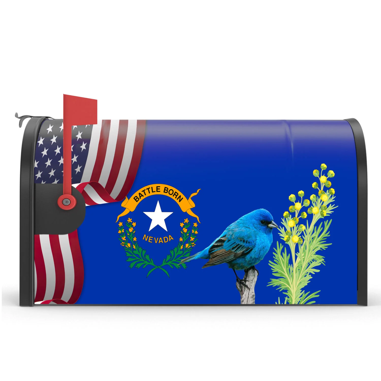 Nevada State Mtn.Bluebird and Sagebrush Garden Flag & Mailbox Cover MLN1141MFv31