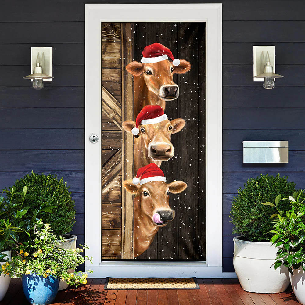 Cattle Door Cover Funny Cows Door Cover, Farm Door Decor