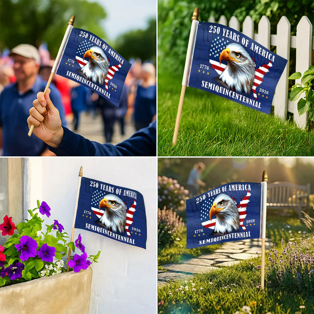 250 Years of America Patriotic Eagle Handheld Flag