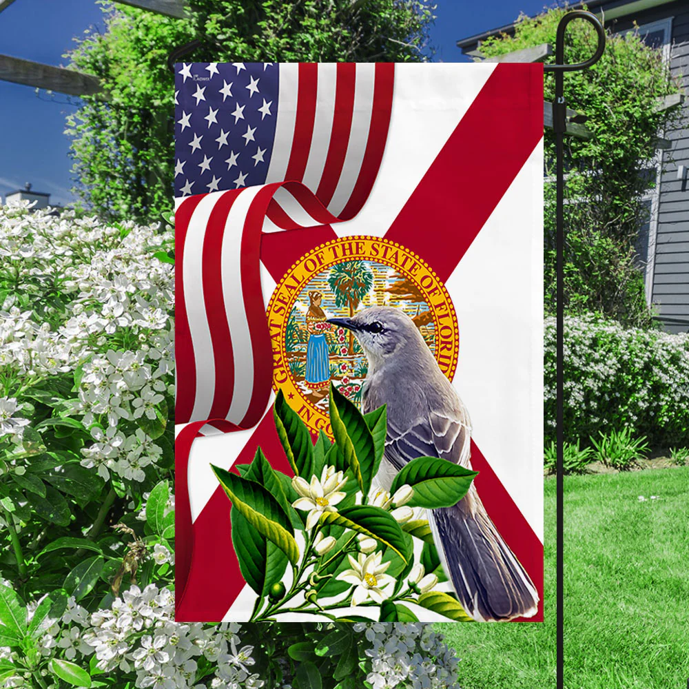 Florida Mockingbird and Orange Blossom Flower Flag