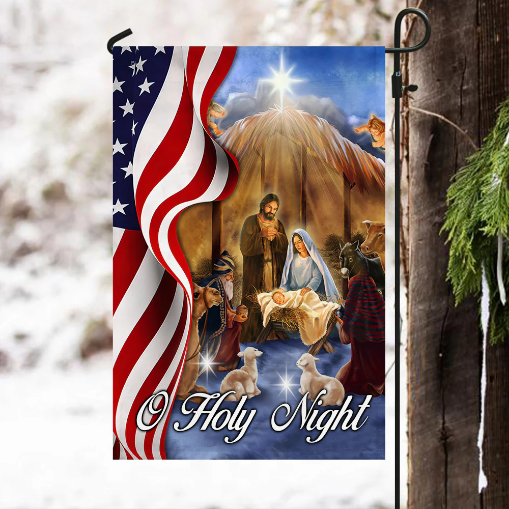 Nativity Scene American Flag O Holy Night