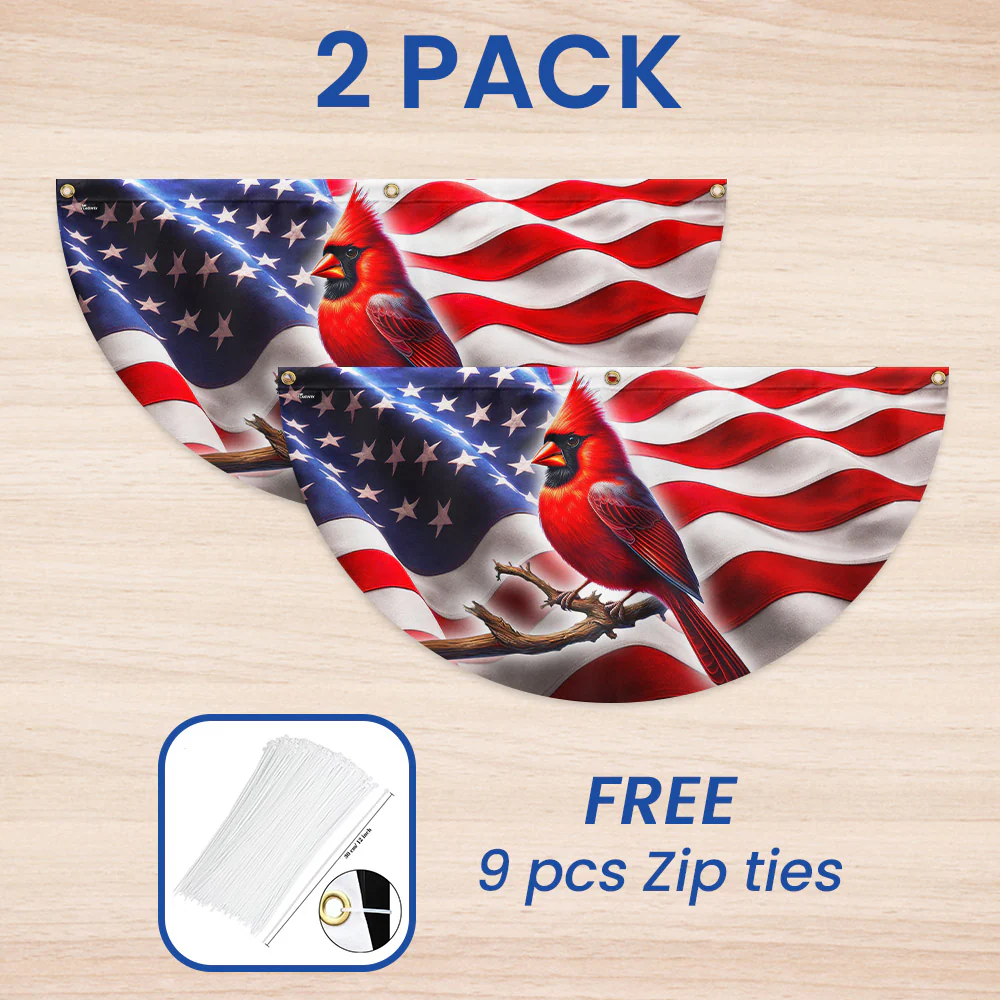 Patriotic Cardinal American Non-Pleated Fan Flag