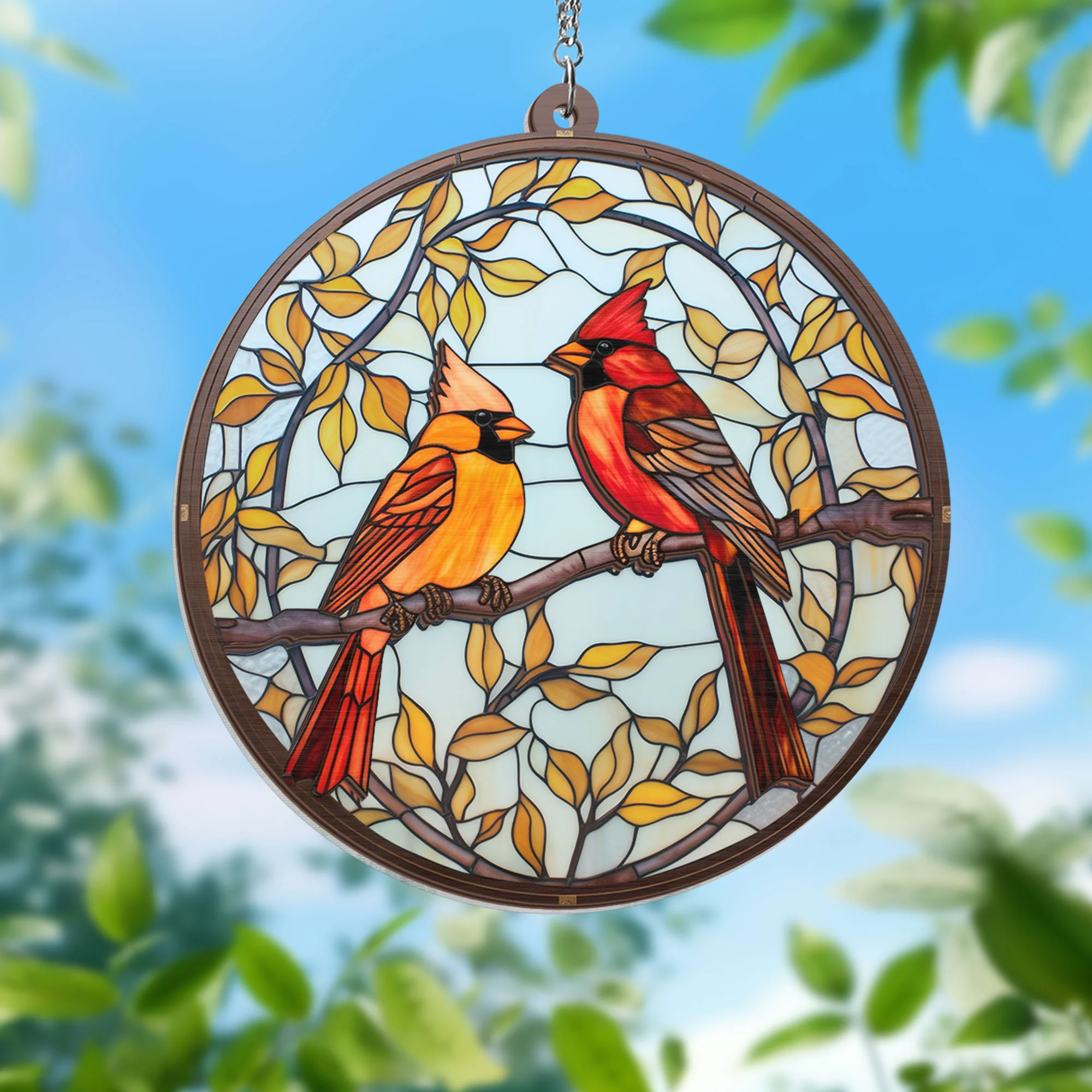 Cardinal 2 Layered Hanging Suncatcher