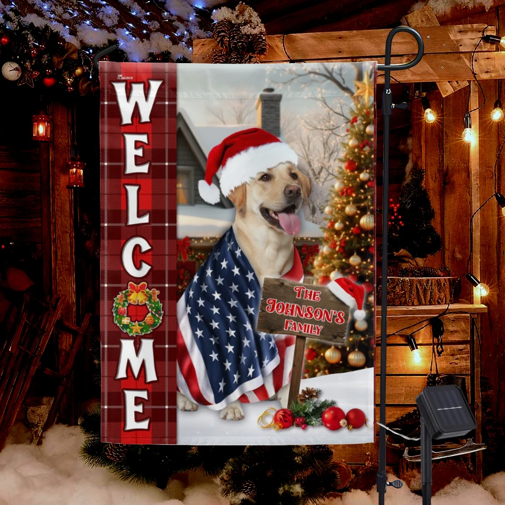 Personalized Merry Christmas Labrador Retriever Welcome Solar LED Flag