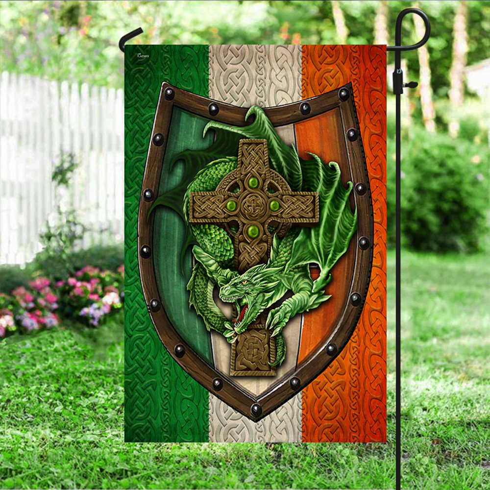 Irish Dragon Flag Celtic Dragon Cross