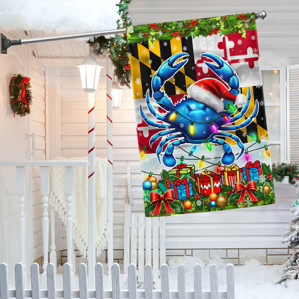 Christmas Crab Maryland Blue Crab Christmas Maryland Flag MLN4146Fv1