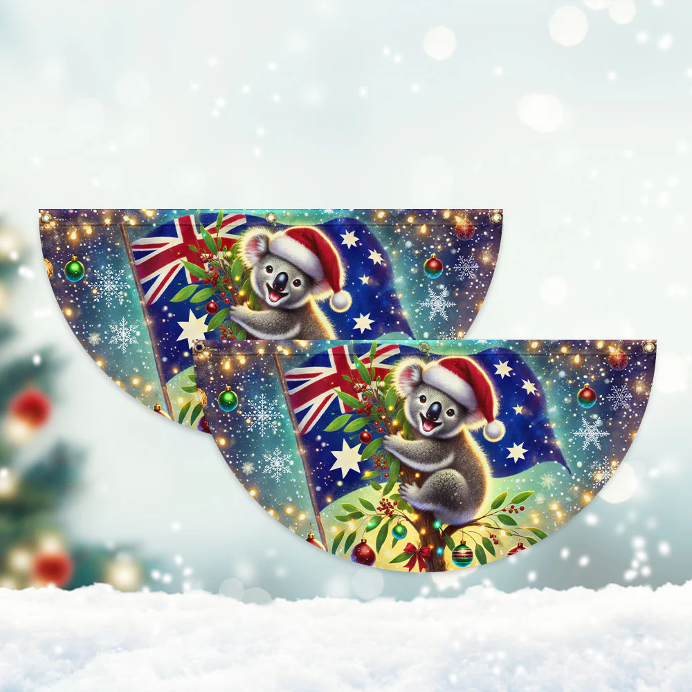 Australian Koala Christmas Australia Non-Pleated Fan Flag