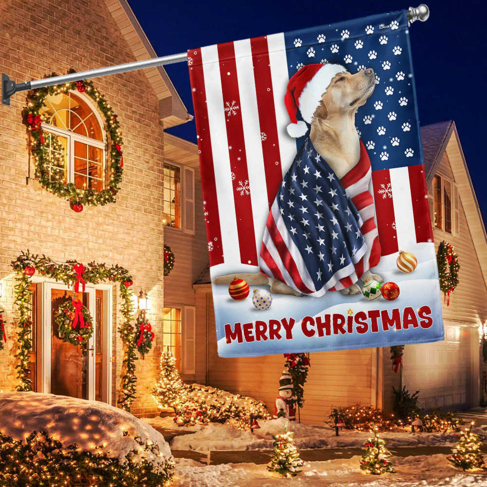 Labrador Retriever Christmas Flag | Patriotic Dog Christmas Decor