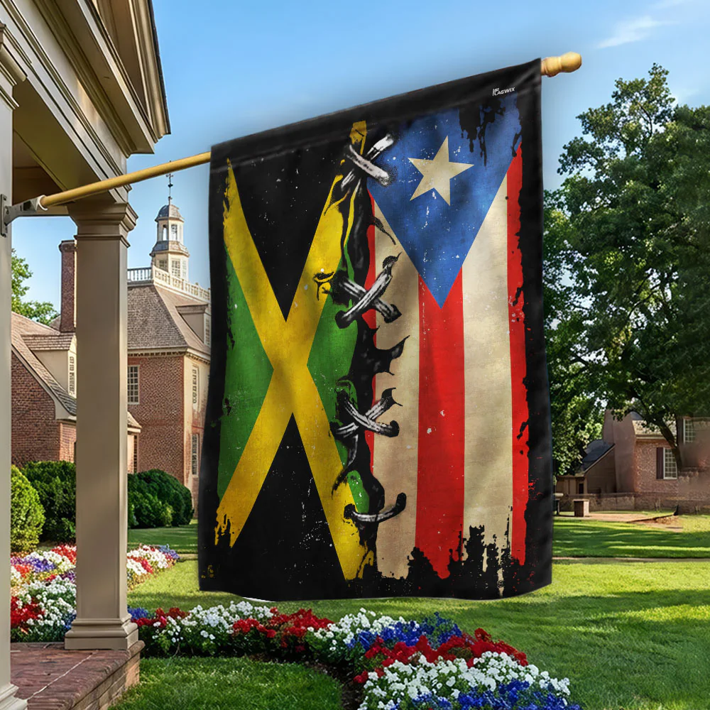 Jamaican Puerto Rican Heritage Flag, Caribbean Pride Decorative Flag