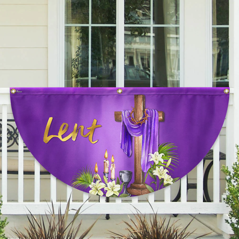 The Season Of Lent Easter Christian Non-Pleated Fan Flag