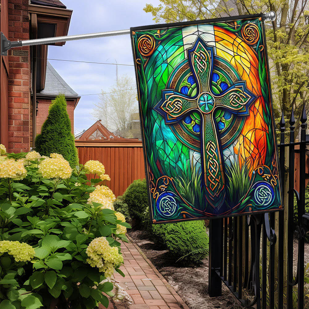 Bimipi  Irish Celtic Cross St. Patrick's Day Flag