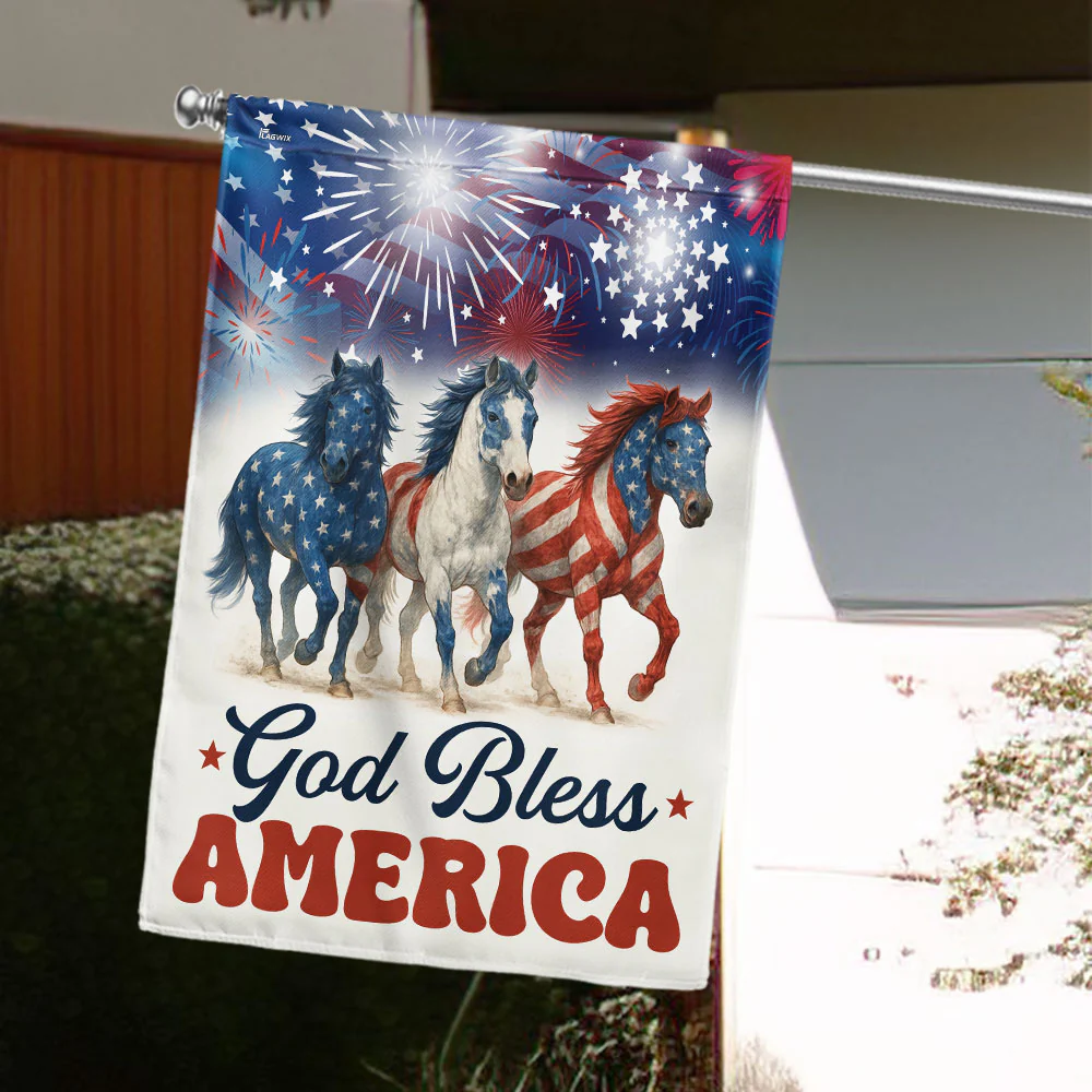 Bimipi American Flag - God Bless America Patriotic Horse 4th Of july Flag