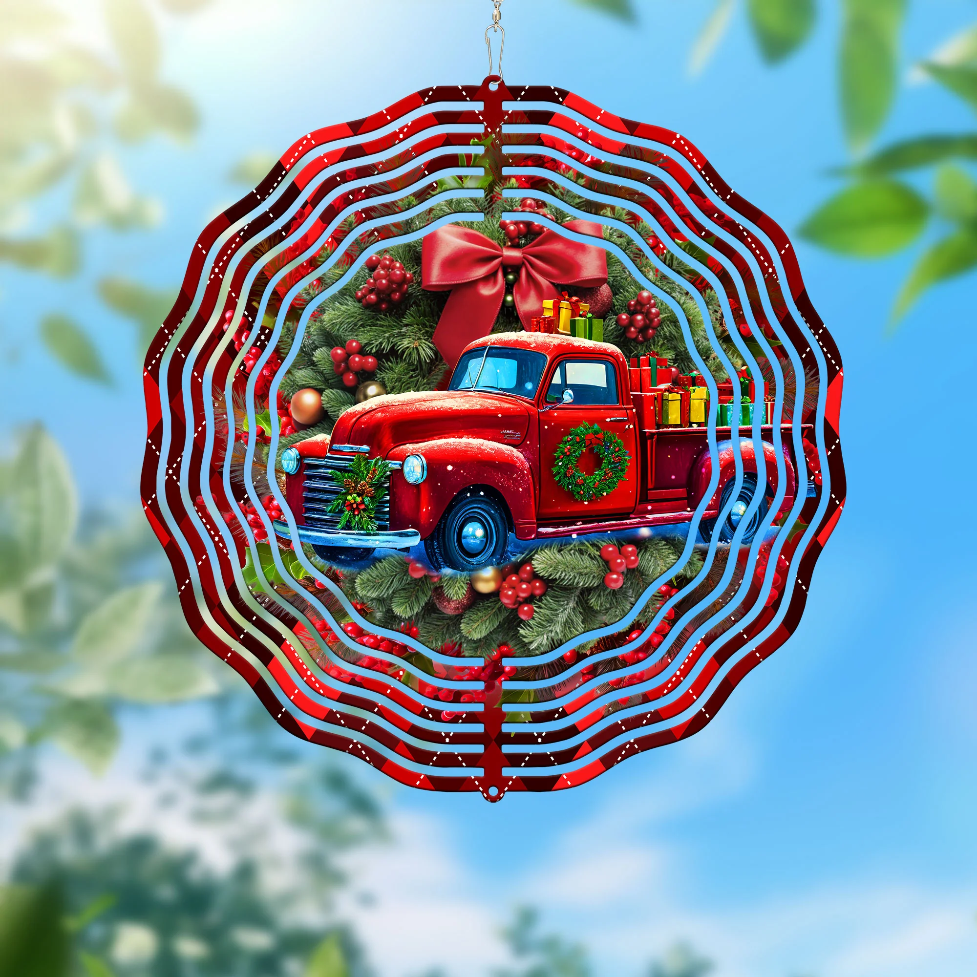 Red Truck Christmas Wind Spinner