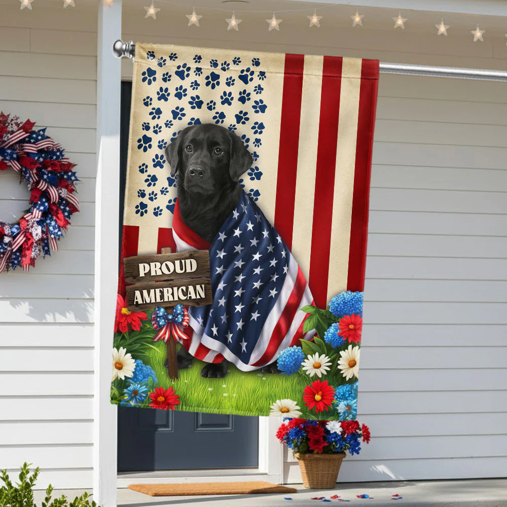 Black Labrador Retriever American Flag, Patriotic Independence Day Flag