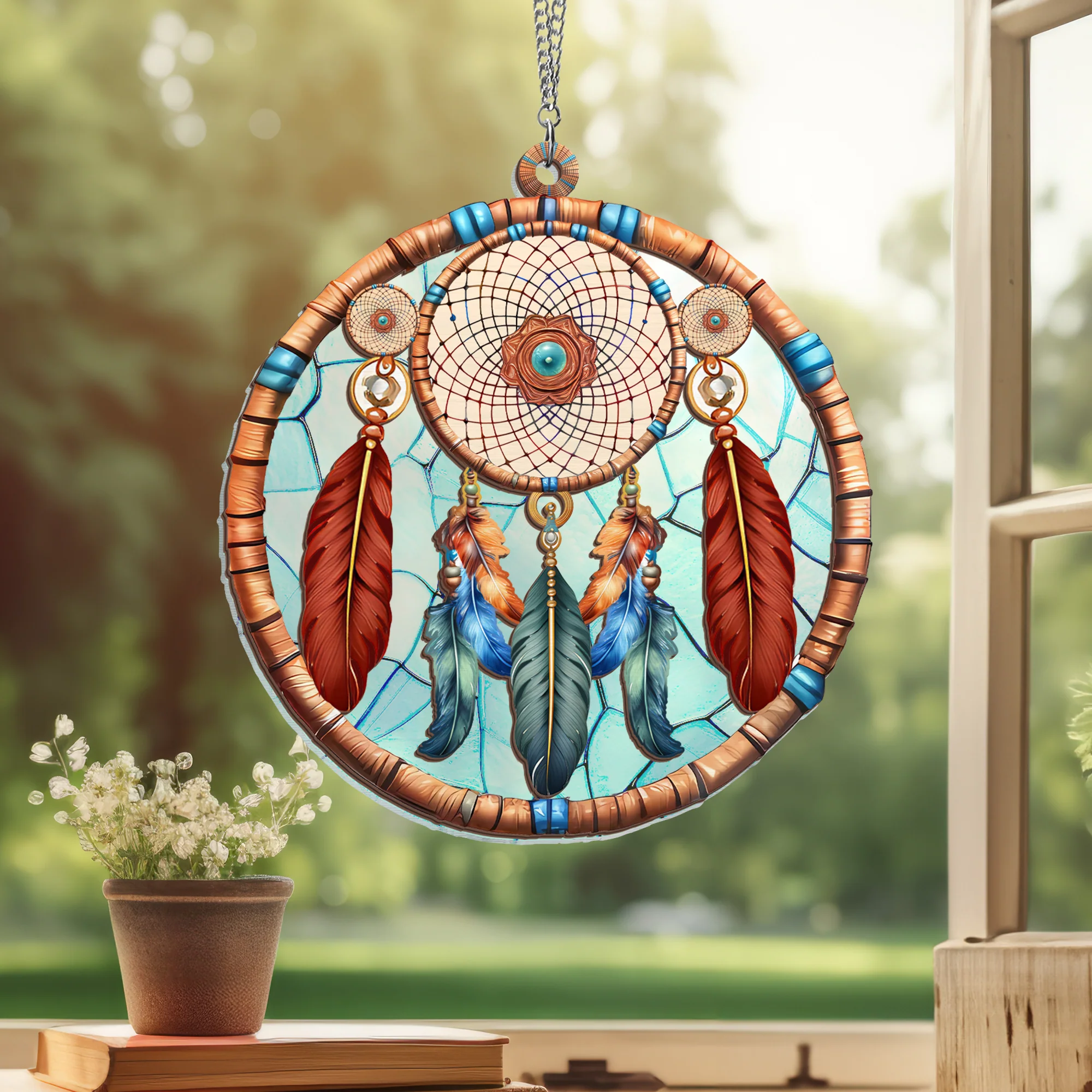 Dreamcatcher Native American 2 Layered Hanging Suncatcher