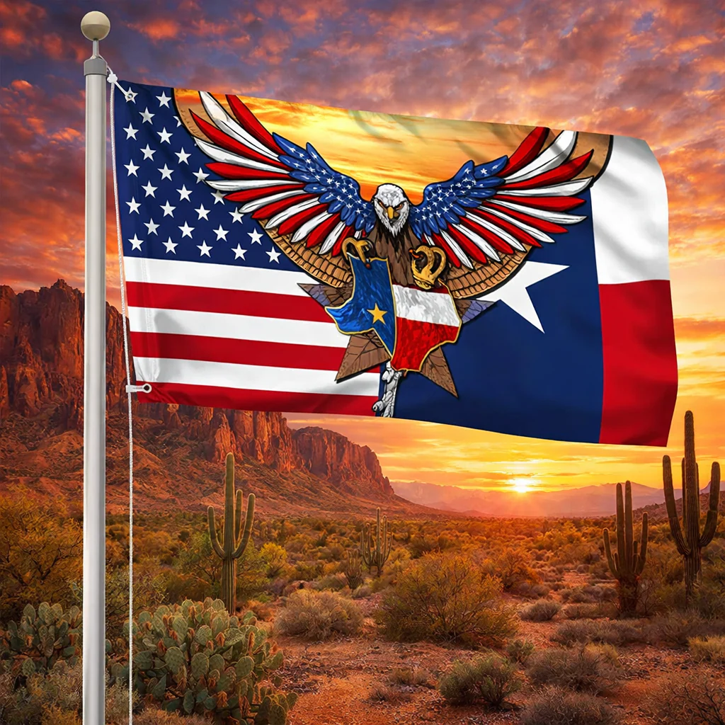 Texas American Eagle Flag