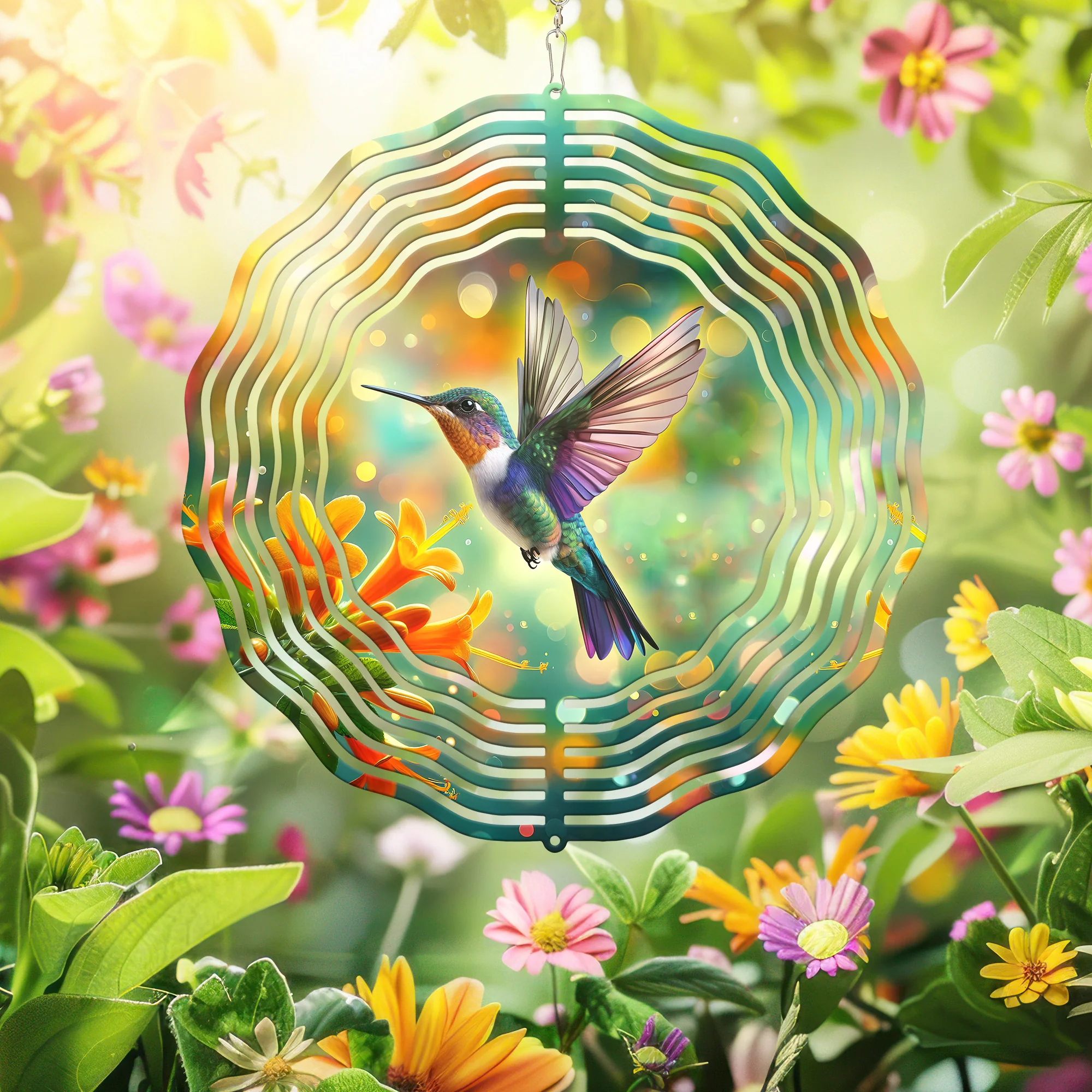 Hummingbird Flower Wind Spinner