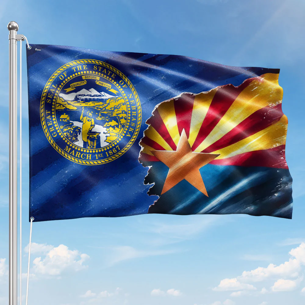 Nebraska State and Arizona Fusion State Flag for Outdoor Decoration